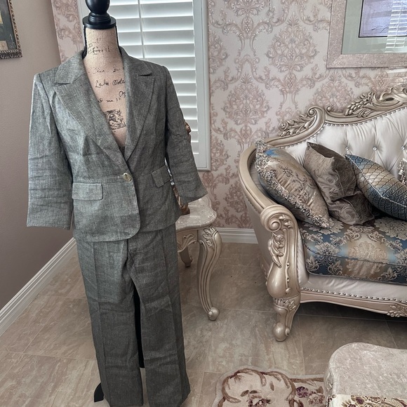 Grace gray pantsuit pant size 4 coat size 6 - Picture 3 of 9